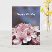 Joyeuse carte de fleurs de cerise rose anniversair (Fleur jaune)