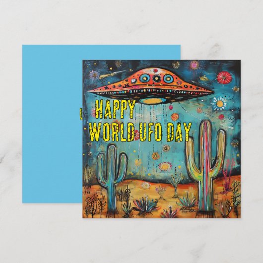 Joyeuse carte de la Journée mondiale des ovnis (Devant / Derrière)