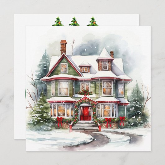 Joyeuse carte de la maison de Noël (Devant / Derrière)