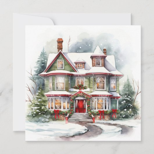 Joyeuse carte de la maison de Noël (Devant)