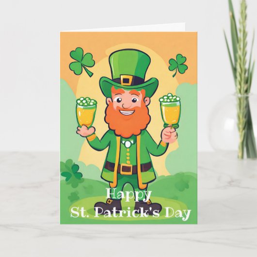 Joyeuse carte de la Saint-Patrick avec lutin joueu (Devant)