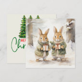 Joyeuse carte de lapin de Noël (Devant / Derrière)