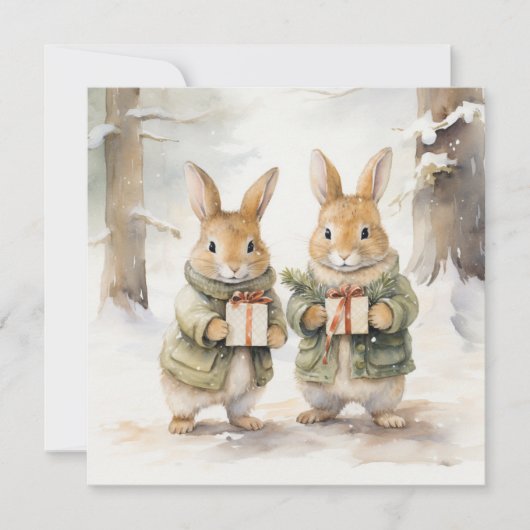 Joyeuse carte de lapin de Noël (Devant)