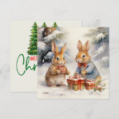 Joyeuse carte de lapin de Noël (Devant / Derrière)
