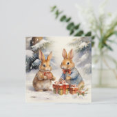 Joyeuse carte de lapin de Noël (Debout devant)