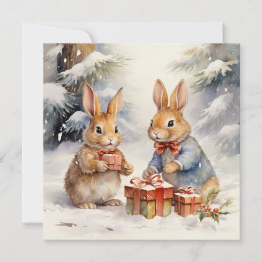 Joyeuse carte de lapin de Noël (Devant)