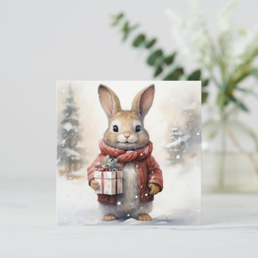 Joyeuse carte de lapin de Noël (Debout devant)