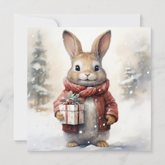 Joyeuse carte de lapin de Noël (Devant)