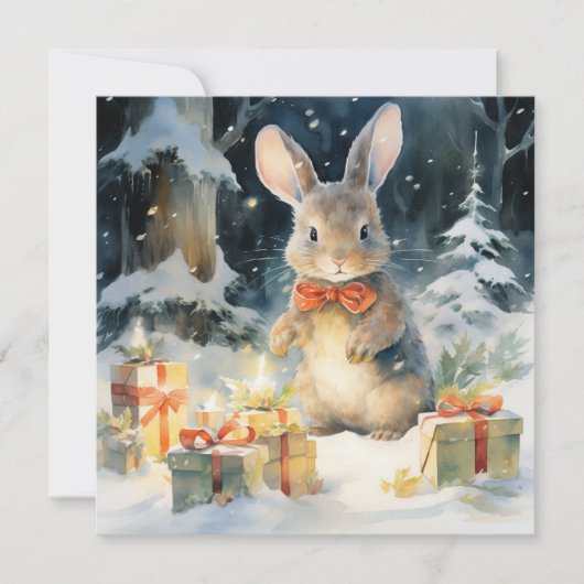 Joyeuse carte de lapin de Noël (Devant)