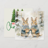 Joyeuse carte de lapin de Noël (Devant / Derrière)