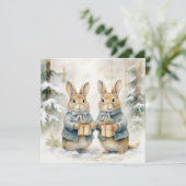 Joyeuse carte de lapin de Noël (Debout devant)