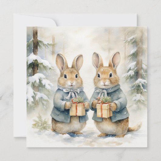 Joyeuse carte de lapin de Noël (Devant)