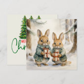 Joyeuse carte de lapin de Noël (Devant / Derrière)