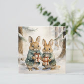 Joyeuse carte de lapin de Noël (Debout devant)