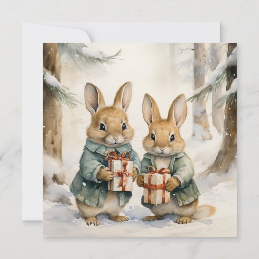 Joyeuse carte de lapin de Noël (Devant)