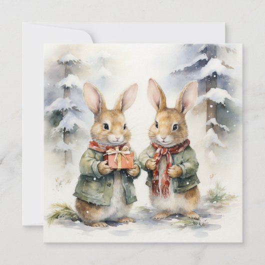 Joyeuse carte de lapin de Noël (Devant)