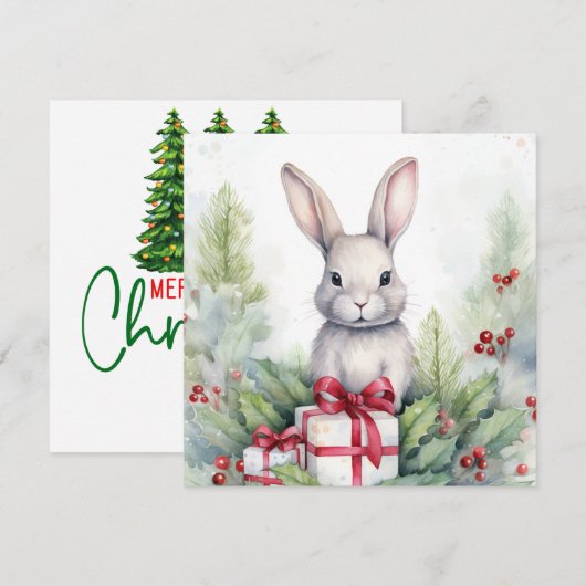 Joyeuse carte de lapin de Noël (Devant / Derrière)
