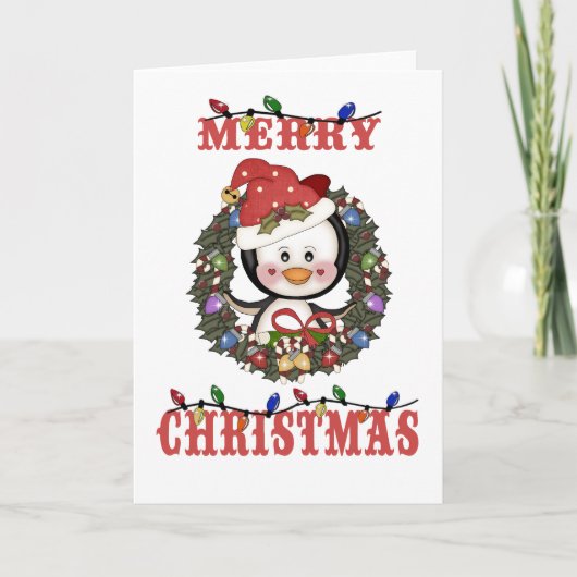 Joyeuse carte de manchot de Noël (Devant)