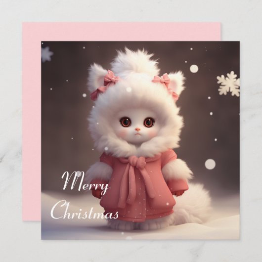 Joyeuse carte de Noël avec caractère adorable de c (Devant / Derrière)