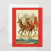 Joyeuse carte de Noël avec Père Noël et Reindeer (Devant / Derrière)