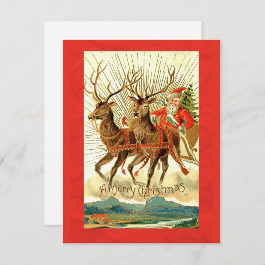 Joyeuse carte de Noël avec Père Noël et Reindeer (Devant / Derrière)