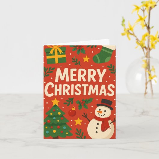 Joyeuse carte de Noël avec Snowman (Fleur jaune)