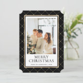 Joyeuse carte de Noël Black and Gold Photo (Debout devant)