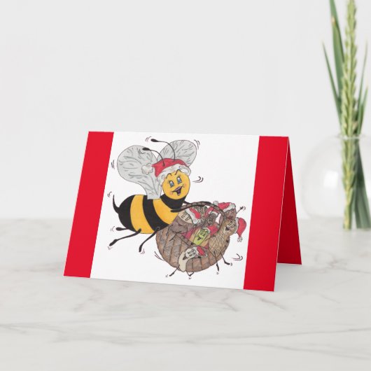 Joyeuse" carte de Noël de "abeille rouge (Devant)