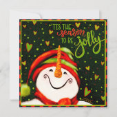 Joyeuse Carte de Noël de Bonhomme de Neige Festive (Devant)