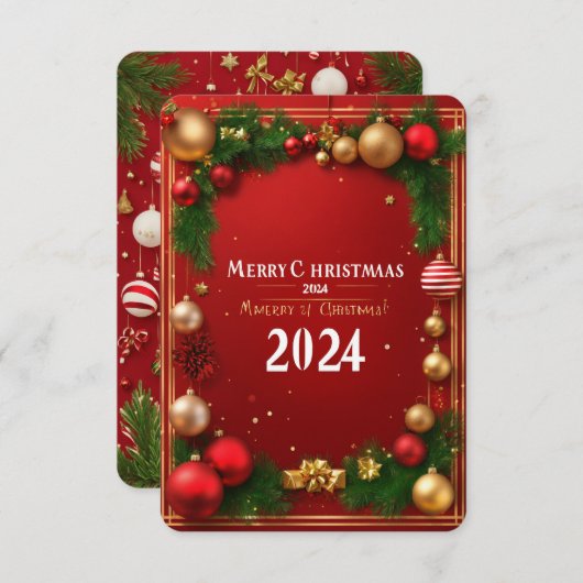 "Joyeuse carte de Noël : 'Joyeux Noël 2024 ! '" (Devant / Derrière)