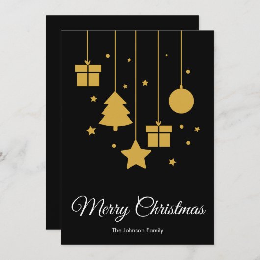 Joyeuse carte de Noël noire (Devant / Derrière)