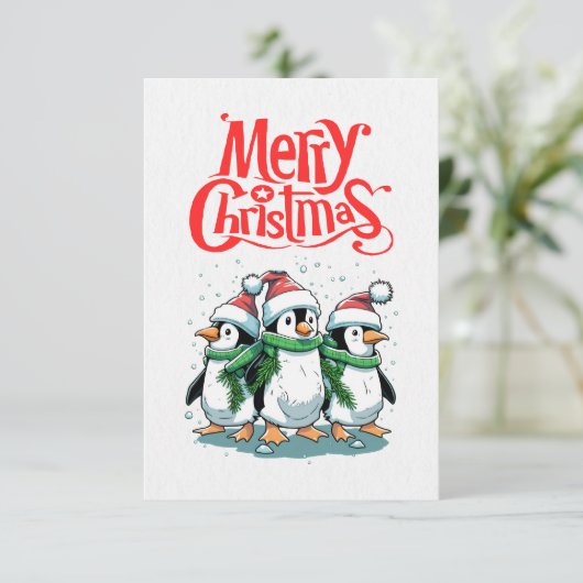 Joyeuse carte de Noël Pingouin (Debout devant)
