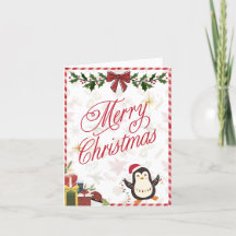 Joyeuse carte de Noël - Pingouin mignon