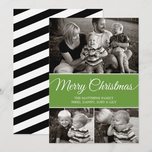 Joyeuse carte de Noël | plat | Vert (Devant / Derrière)