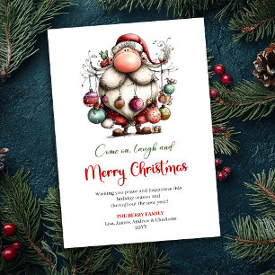 Joyeuse Carte de Noël Rouge Vert Classique du Père