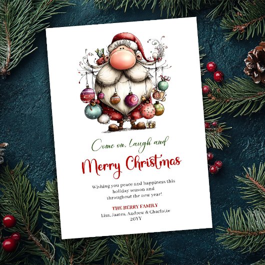 Joyeuse Carte de Noël Rouge Vert Classique du Père