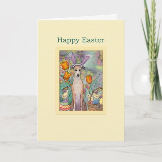 Joyeuse carte de Pâques, Greyhound dans les oreill (Devant)