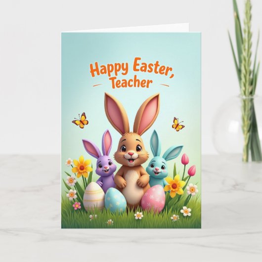 Joyeuse Carte de Pâques Lapin Professeur (Devant)