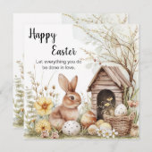 Joyeuse carte de Pâques, oeufs de lapin (Devant / Derrière)