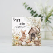 Joyeuse carte de Pâques, oeufs de lapin (Debout devant)