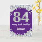 Joyeuse carte de Parties scintillant 84e anniversa (Fleur jaune)