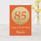 Joyeuse carte de Parties scintillant Orange et Or  (Fleur jaune)