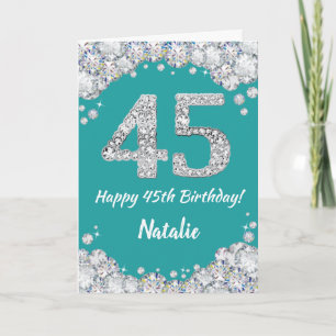 Joyeuse carte de Parties scintillant Turquoise et