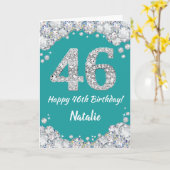 Joyeuse carte de Parties scintillant Turquoise et  (Fleur jaune)