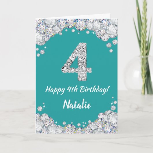Joyeuse carte de Parties scintillant Turquoise et (Devant)