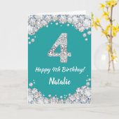 Joyeuse carte de Parties scintillant Turquoise et (Fleur jaune)