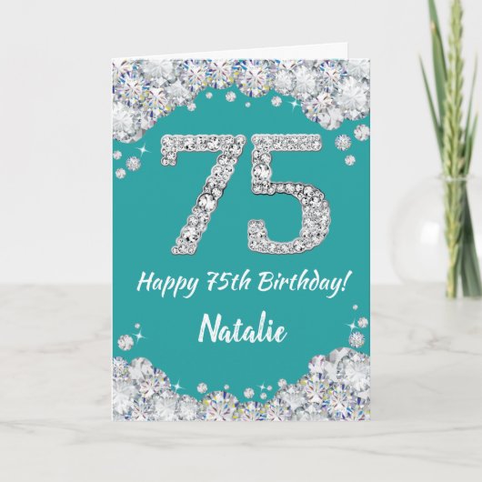 Joyeuse carte de Parties scintillant Turquoise et (Devant)