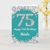 Joyeuse carte de Parties scintillant Turquoise et (Fleur jaune)