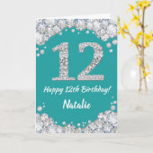 Joyeuse carte de Parties scintillant Turquoise et (Fleur jaune)