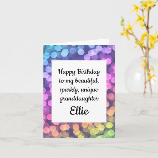 Joyeuse carte de petite-fille Sparkly pour l'anniv (Fleur jaune)